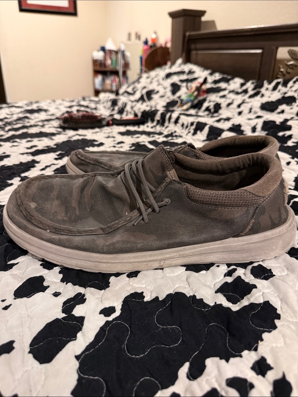 Hey Dude Men's Slip-On Loafers in Brown Camouflage
